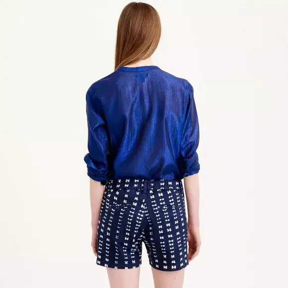 J.Crew Faded Adire Shorts Navy Blue Shibori Indigo Size 8 - Picture 4 of 10